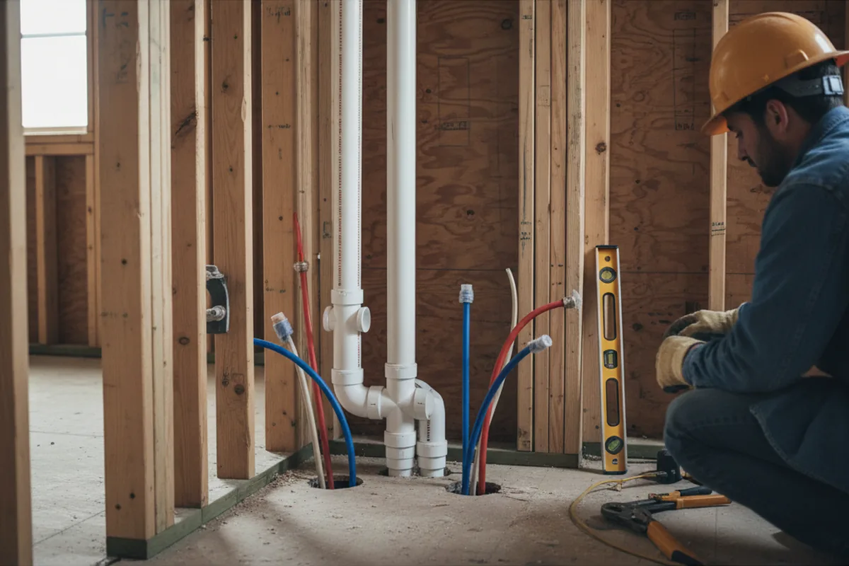 Drain and supply rough-in during Drain Cleaning in Yolo